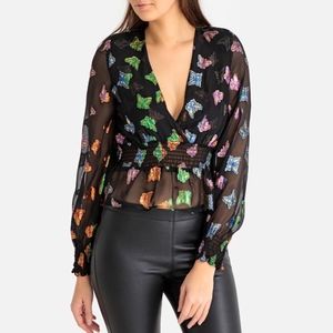 The Kooples v-neck silk-blend georgette top